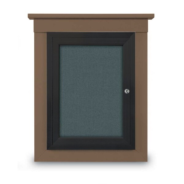 72"x36" 3-Door Enclosed Letterboard, Header, Grey Felt/Cherry